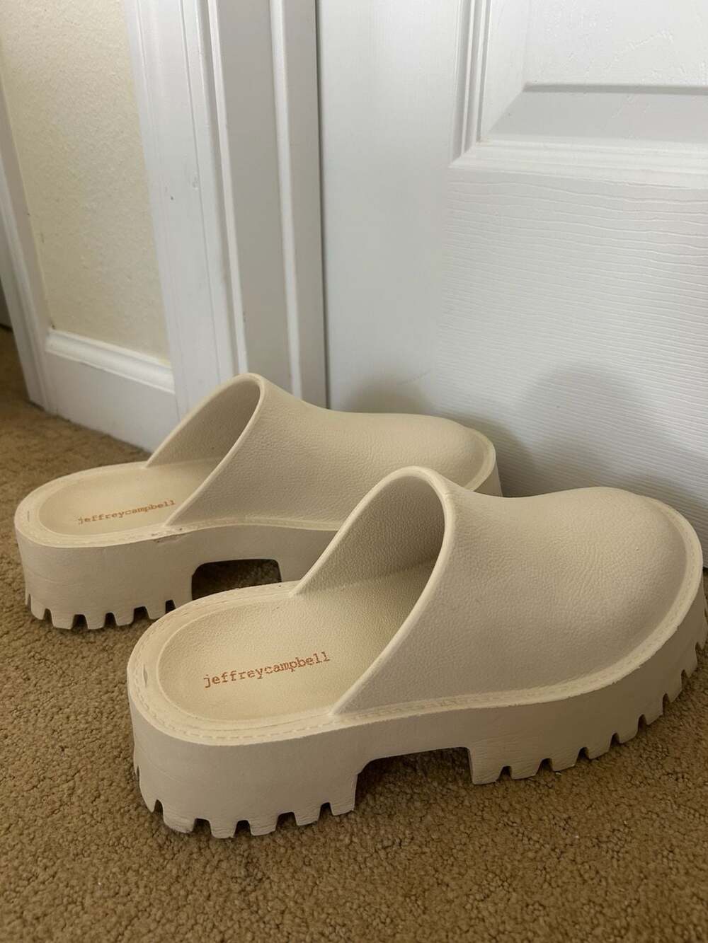 Jeffrey Campbell Cream Platform Clogs